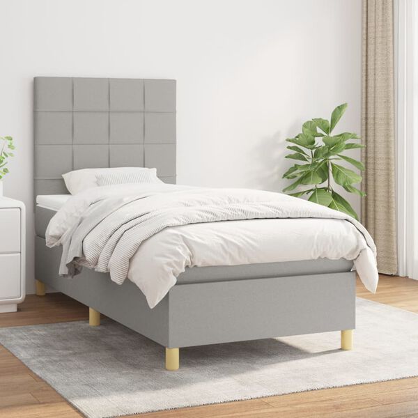 vidaXL Sommier &agrave; lattes de lit avec matelas Gris clair 80x200 cm Tissu