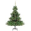 vidaXL Sapin de No&euml;l artificiel Nordmann avec LED et boules Vert 210cm