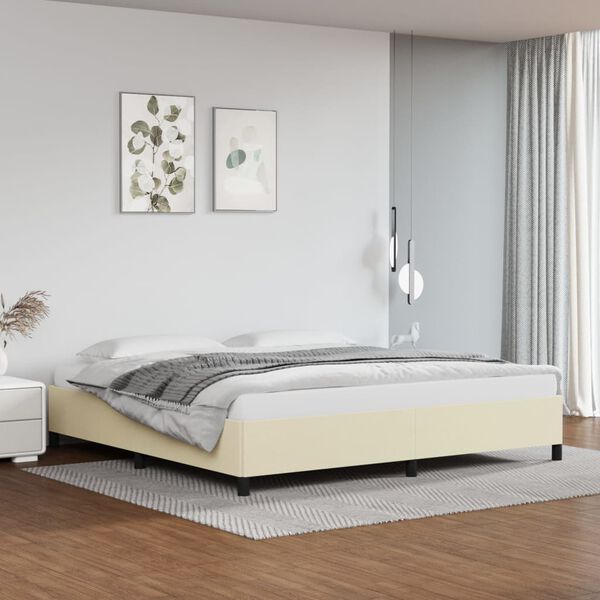 vidaXL Cadre de lit sans matelas cr&egrave;me 200x200 cm similicuir