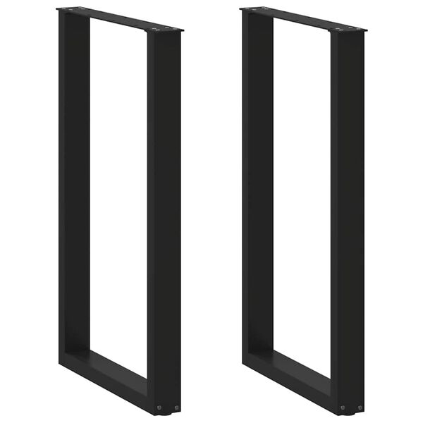 vidaXL Pieds de table de bar en U, 2 pi&egrave;ces, noir, 60 x (100-101) cm, acier