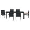 vidaXL Ensemble de salle &agrave; manger pour jardin 7 pcs Noir