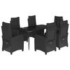vidaXL Ensemble &agrave; manger de jardin coussins 7pcs Noir R&eacute;sine tress&eacute;e