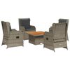 vidaXL Salon de jardin 5 pcs avec coussins Gris R&eacute;sine tress&eacute;e