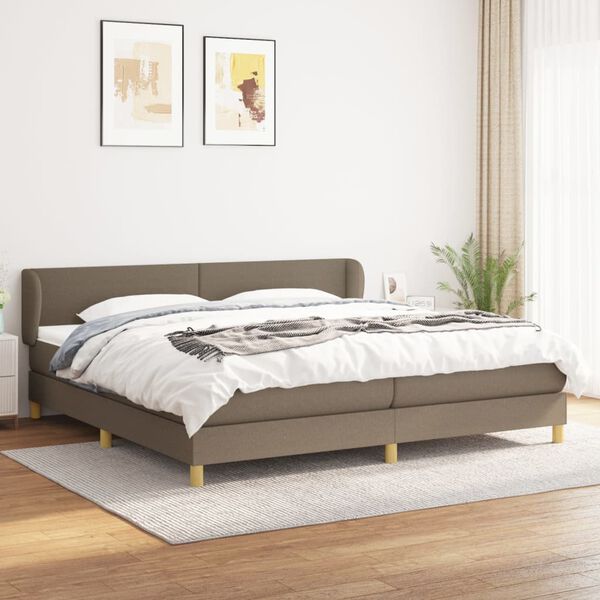 vidaXL Sommier &agrave; lattes de lit avec matelas Taupe 200x200 cm Tissu