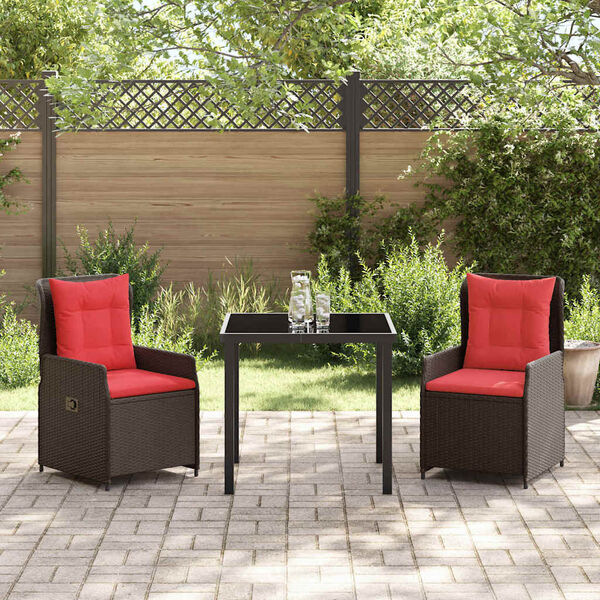 vidaXL Ensemble de salle &agrave; manger pour jardin 3 pcs Marron Poly rotin