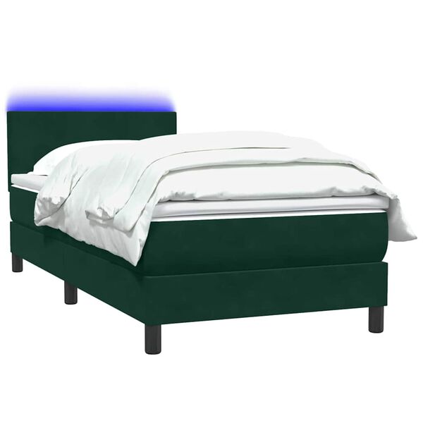 vidaXL Sommier &agrave; lattes de lit et matelas et LED vert fonc&eacute; 100x220cm velours