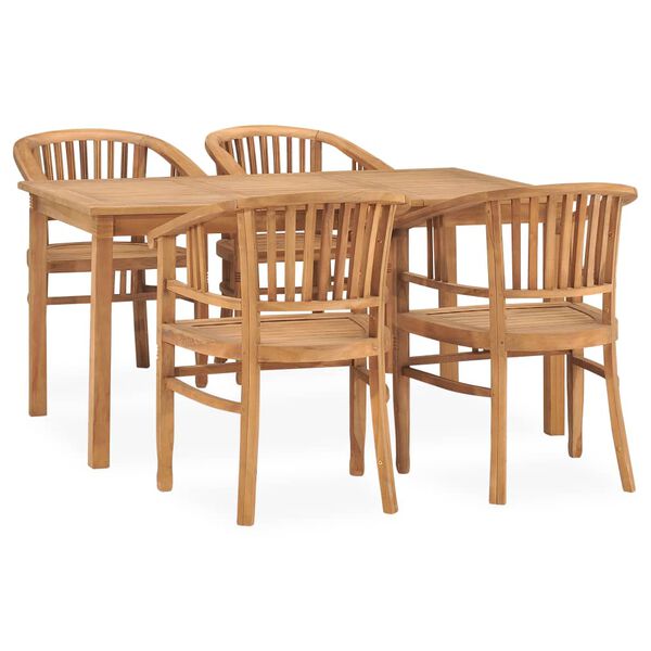 vidaXL Ensemble &agrave; manger de jardin 5 pcs bois de teck solide