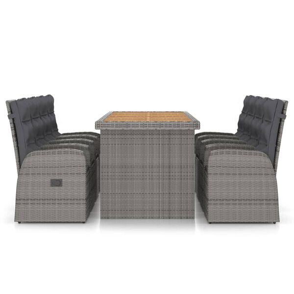 vidaXL Ensemble &agrave; manger d'ext&eacute;rieur 9pcs coussins R&eacute;sine tress&eacute;e Gris