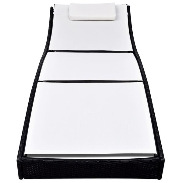 vidaXL Chaise longue R&eacute;sine tress&eacute;e Noir