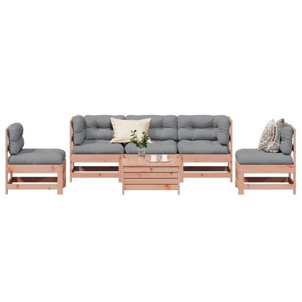 vidaXL Salon de jardin 6 pcs avec coussins bois massif Douglas