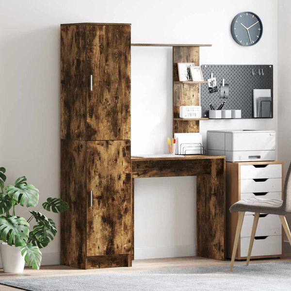 vidaXL Bureau 2 pcs Ch&ecirc;ne fum&eacute;