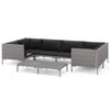 vidaXL Salon de jardin 7 pcs avec coussins R&eacute;sine tress&eacute;e Gris fonc&eacute;