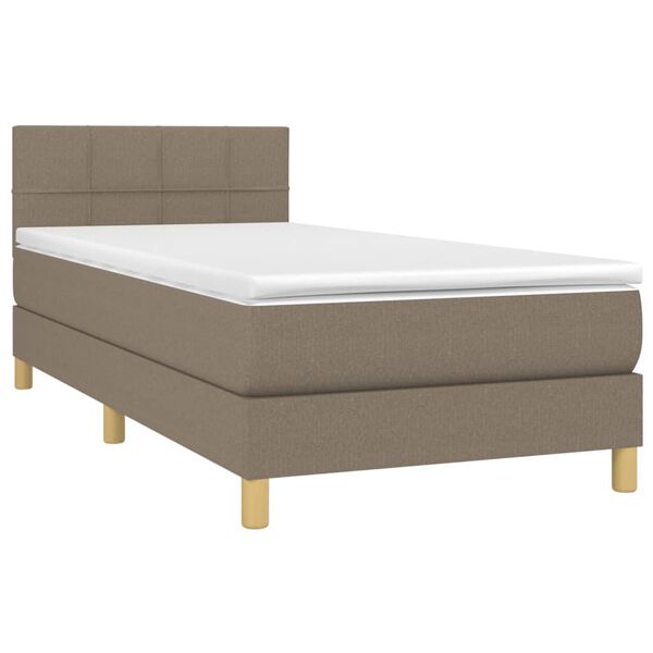 vidaXL Sommier &agrave; lattes de lit avec matelas LED Taupe 80x200 cm Tissu