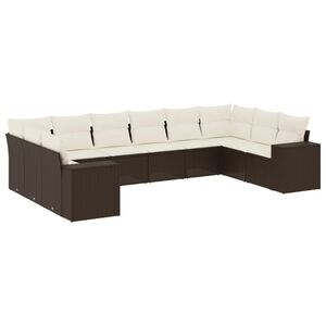 vidaXL Salon de jardin 10 pcs avec coussins marron r&eacute;sine tress&eacute;e
