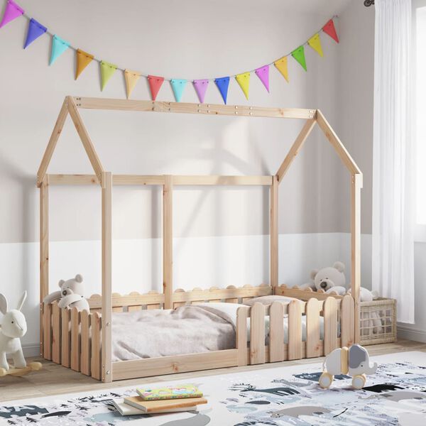 vidaXL Cadre de lit d'enfants forme de maison sans matelas pin massif