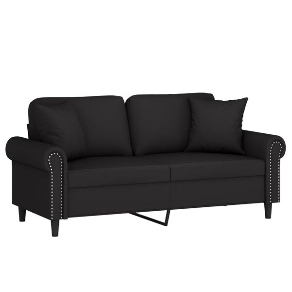 vidaXL Canap&eacute; 2 places et oreillers et coussins Noir 140 cm Velours