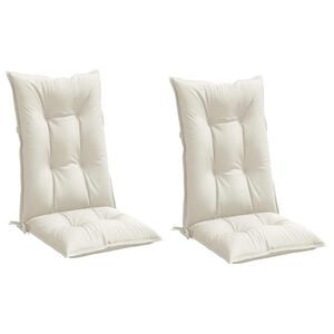 vidaXL Coussins de chaise &agrave; dossier haut lot de 2 cr&egrave;me m&eacute;lang&eacute; tissu