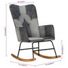 vidaXL Chaise &agrave; bascule Gris Cuir v&eacute;ritable et toile