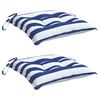 vidaXL Coussins de chaise lot de 2 rayures bleues blanches 50x50x7 cm