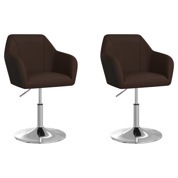 vidaXL Chaises &agrave; manger lot de 2 marron similicuir
