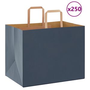 vidaXL Sacs en papier 250 pcs avec poign&eacute;es bleu 32x22x24 cm