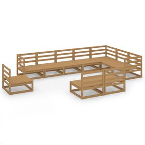 vidaXL Salon de jardin 10 pcs marron miel bois de pin massif