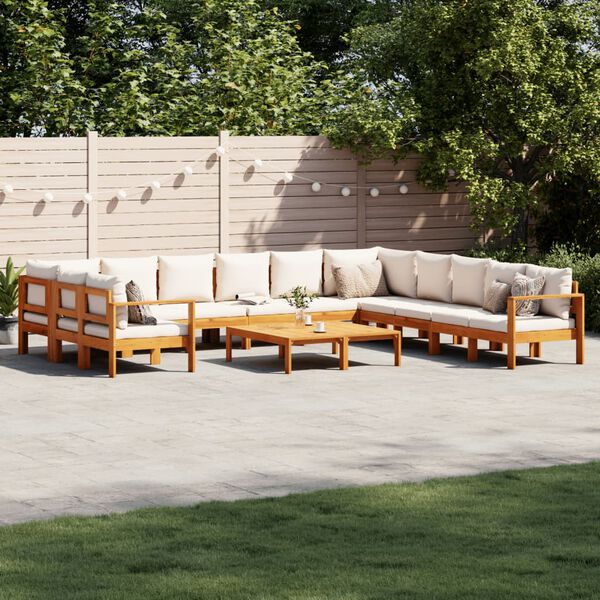 vidaXL Salon de jardin avec coussins 9 pcs bois massif d'acacia