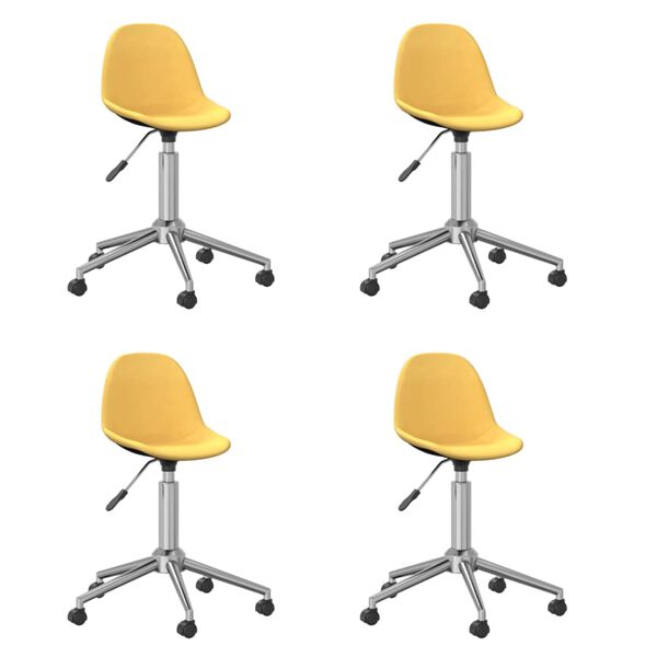 vidaXL Chaises pivotantes &agrave; manger lot de 4 jaune tissu