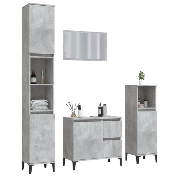 vidaXL Ensemble de meubles de salle de bain 4 pcs gris b&eacute;ton