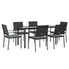 vidaXL Ensemble &agrave; manger de jardin 7 pcs coussins r&eacute;sine tress&eacute;e acier