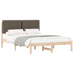 vidaXL Cadre de lit avec t&ecirc;te de lit rembourr&eacute;e Taupe 140 x 190 cm