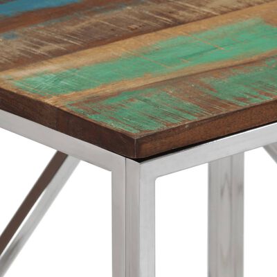 vidaXL Table console argenté acier inoxydable/bois massif récupération