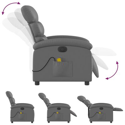 vidaXL Fauteuil de massage inclinable électrique gris similicuir
