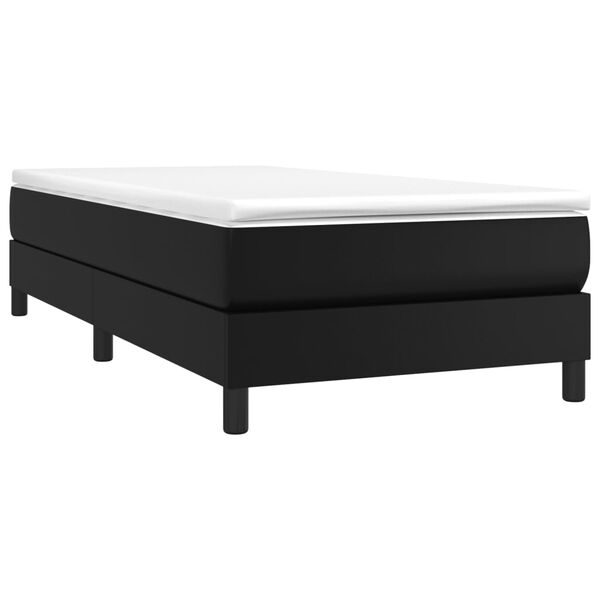 vidaXL Sommier &agrave; lattes de lit avec matelas Noir 100x200 cm Similicuir