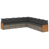 vidaXL Salon de jardin 9 pcs avec coussins gris r&eacute;sine tress&eacute;e