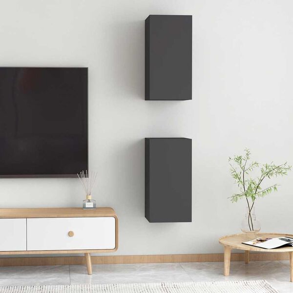 vidaXL Meubles TV 2 pcs Gris 30,5x30x60 cm Bois d&rsquo;ing&eacute;nierie