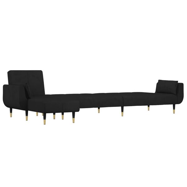 vidaXL Canap&eacute;-lit en forme de L noir 275x140x70 cm velours