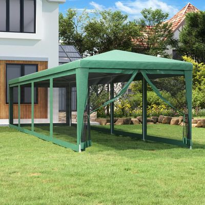 vidaXL Tente de fête et 10 parois latérales en maille Vert 3x12 m PEHD