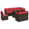 vidaXL Salon de jardin avec coussins 9pcs marron résine tressée acacia