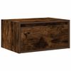 vidaXL Table de chevet murale avec lumi&egrave;res LED ch&ecirc;ne fum&eacute;