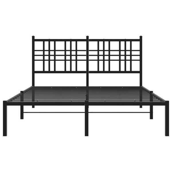 vidaXL Cadre de lit m&eacute;tal sans matelas avec t&ecirc;te de lit noir 140x190cm