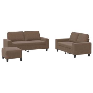 vidaXL Ensemble de canap&eacute;s 3 pcs marron tissu