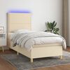 vidaXL Sommier &agrave; lattes de lit et matelas et LED Cr&egrave;me 100x200cm Tissu