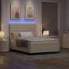 vidaXL Lit &agrave; ressorts avec matelas avec LED Cr&egrave;me 140 x 200 cm tissu