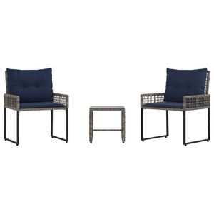 vidaXL Ensemble de meubles d'ext&eacute;rieur 3 pc Gris et marine