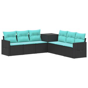 vidaXL Ensemble de Canap&eacute;s 7 pc Noir et Bleu