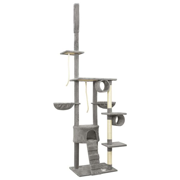 vidaXL Arbre &agrave; chat du sol au plafond Gris 220-240 cm