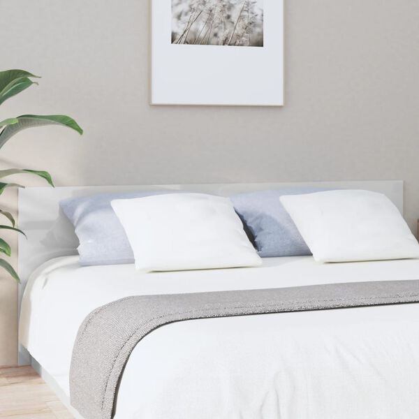 vidaXL T&ecirc;te de lit Blanc brillant 200x1,5x80 cm Bois d'ing&eacute;nierie