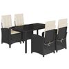 vidaXL Ensemble &agrave; manger de jardin coussins 5pcs Noir R&eacute;sine tress&eacute;e