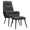 vidaXL Chaise de relaxation avec tabouret Gris fonc&eacute; Tissu similicuir